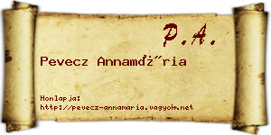 Pevecz Annamária névjegykártya